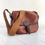Parsons & Son Leather Cartridge Bag Brown Shoulder Strap Stiff Shell Carrier