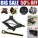 2 Ton Wind Up Scissor Jack Extendable Wheel Brace Socket Wrench Car Van Tool Kit