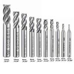 10Pcs 4 Flute HSS End Mill Slot Drill CNC Milling Cutter Bit For Metal 2-12mm