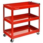 Tool Storage Heavy Duty Garage Trolley Workshop 3 Tier Wheel Cart DIY Red UK