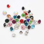 100 Sets 6mm Rhinestone Rivets Crystal Rapid Stud DIY Leather Clothing Art Craft