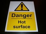 DANGER HOT SURFACE sign or sticker catering kitchen work surface cafe restaurant