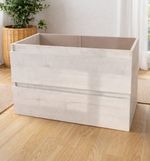 800mm Floating Vanity Unit White Wood Effect – 2-Drawer Bathroom Basin Carcass
