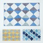 Soft Cotton Bath Mat with Diamond Geometric Pattern & Non Slip Latex Backing