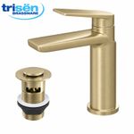 Brushed Brass Basin Tap Mono Mixer  Sink Mixer Single Lever Faucet + WASTE