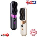 Go Brush Pro UK Cordless Hair Straightener Brush - Portable Rechargeable Ceramic