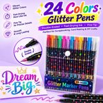 24 Colors Glitter Pens Double Ended Markers Fast Drying Ink Fine Tip Craft Pens