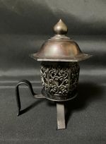 Vintage Japanese Metal Lantern Shape Candle Holder Temple Style Ornament