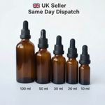 Amber Glass Dropper Bottle Tamper Evident Pipette Eye Ear Drop, 10ml - 100ml