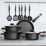 13PCS Induction Pan Set Saucepan Set Cookware Pot Non Stick Saucepan Glass Lid