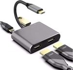 4K USB C to Dual HDMI Adapter Hub 60Hz, 4in1 - includes USB 3.0 and PD Input