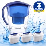 FLJ402 Blue Water Filter Jug | with 3 FilterLogic Compatible Brita Maxtra Carts
