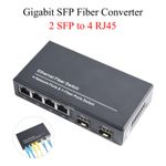 Gigabit SFP Media Converter 2 SFP to 4 RJ45 Transceiver Switch+ LC/SC SFP Module