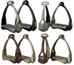 Acavallo Opera Titanium Balance Flex Logo Stirrup Irons Stirrups Black & Brown