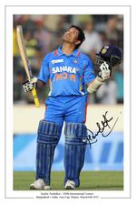 SACHIN TENDULKAR 100TH CENTURY INDIA CRICKET SIGNED AUTOGRAPH PHOTO PRINT