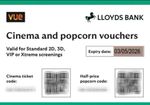 VUE CINEMA TICKET & HALF-PRICE POPCORN EXP 03/05/26 : 2D, 3D, VIP & XTREME