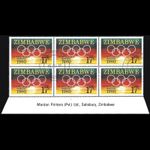 🇿🇼 ZIMBABWE 1980 :  17c. Olympic Games, Moscow - Imprint Block(6)  [SG596]