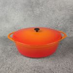Casserole Large Cousances Le Creuset Style Oval  Dish Cast Iron Orange 12