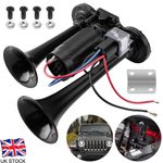 Air Horn 12V, 600DB Super Loud Car Horn, Double Tube Train Horn with Compressor