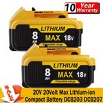 2x 18V Battery 8.0Ah XR Li-ion Slide DCB184 DCB183 DCB182 For DeWalt DCB200 ✔