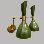 Mid Century Brass Wall Sconce| Italian Diabolo Olivine Bedside Lamp/Light