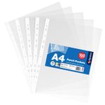 50-200pk A4 Clear Plastic Punched Pockets 11-Hole Poly Wallets Sleeves Filing
