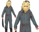 Childs Halloween Psycho Killer Fancy Dress Costume Jason type Outfit & Mask fg