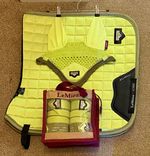 LeMieux kiwi dressage Saddle Pad with Matching Fly Veil and leg wraps
