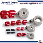 Stainless Steel Braided Hose Cover Kit Red 4pcs Radiator Heater Fuel Vacuum New