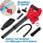 Brushless Dust Leaf Blower Vacuum for Milwaukee 18V Battery 6 Speeds Cordless UK