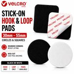VELCRO® Sticky Pads Hook & Loop Circles & Rounded Squares 30–55mm Black  & White