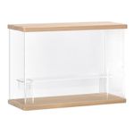 Clear Acrylic Display Case Showcase with LED Light 1 Tier (12.6x4.92x8.86) Wood