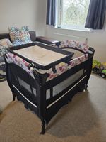 Baby Travel Cot Bed with Mattress and Changing Mat Clips