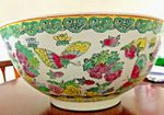 Large Mid century Chinese Punch bowl with Butterflies
