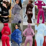Women Y2K Juicy Logo Couture Tracksuit 2-piece Set Sport Suit Velvet Jogging