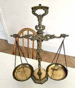 Ornate Vintage Brass Balance Scale Scales of Justice Apothecary Library Decor