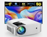 GooDee Smart LCD Projector 1080p 4K Support WiFi Bluetooth Dolby White