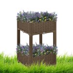 2 TIER RATTAN EFFECT PLANTER STRONG STURDY SPACE SAVING VERSATILE FLOWER  BED