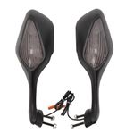 For Honda CBR1000RR 2008-2012 ONLY LED Turn Signal Rearview  Mirrors Amber Black