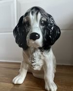 Very Cute Sylvac Ceramic Black & White Spaniel Dog Figurine Excellent Condition