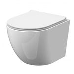 D-Shape Compact Short Projection Rimless Wall Hung Toilet Pan + Soft Close Seat