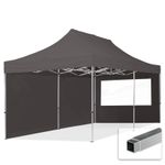 3x6 PES Pop Up Gazebo Aluminium 32 mm, Sidewalls with Panorama Windows dark grey