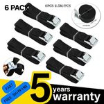 6 x Heavy Duty Ratchet Tie Down Straps Car Roof Rack Belts Quick Release 2.5M