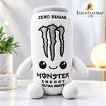 White Monster Energy Can Plush Toy Cute Soft Stuffed Drink Plushie Doll Gift