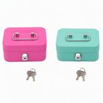 Secure Lockable Money Box Tin Steel Cash Safe with Lock for Home Office Use