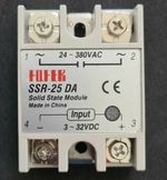 Solid State Relay Module SSR-25DA 25A, 3-32V DC to 24-380V AC.