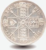 1887 Double Florin Silver UK Coin - Sterling Silver - Antique - Great Condition
