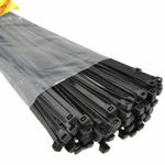 Pack Of 200 Black Quality Heavy Duty Nylon Plastic Cable Ties Zip Tie Wraps