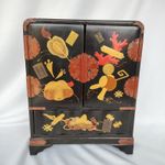 Japanese table cabinet kodansu antique Meiji period black lacquer chinoiserie
