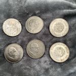 Lot of 6 British Coins incl 1977 Crown & Churchill, 1947-1948 Commemoratives
